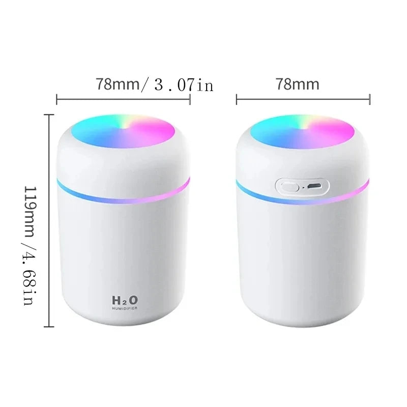 300ml LED Air Humidifier Portable Ultrasonic Colorful Light