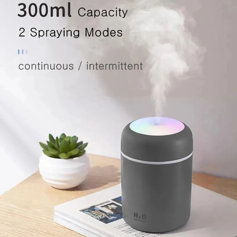 300ml LED Air Humidifier Portable Ultrasonic Colorful Light