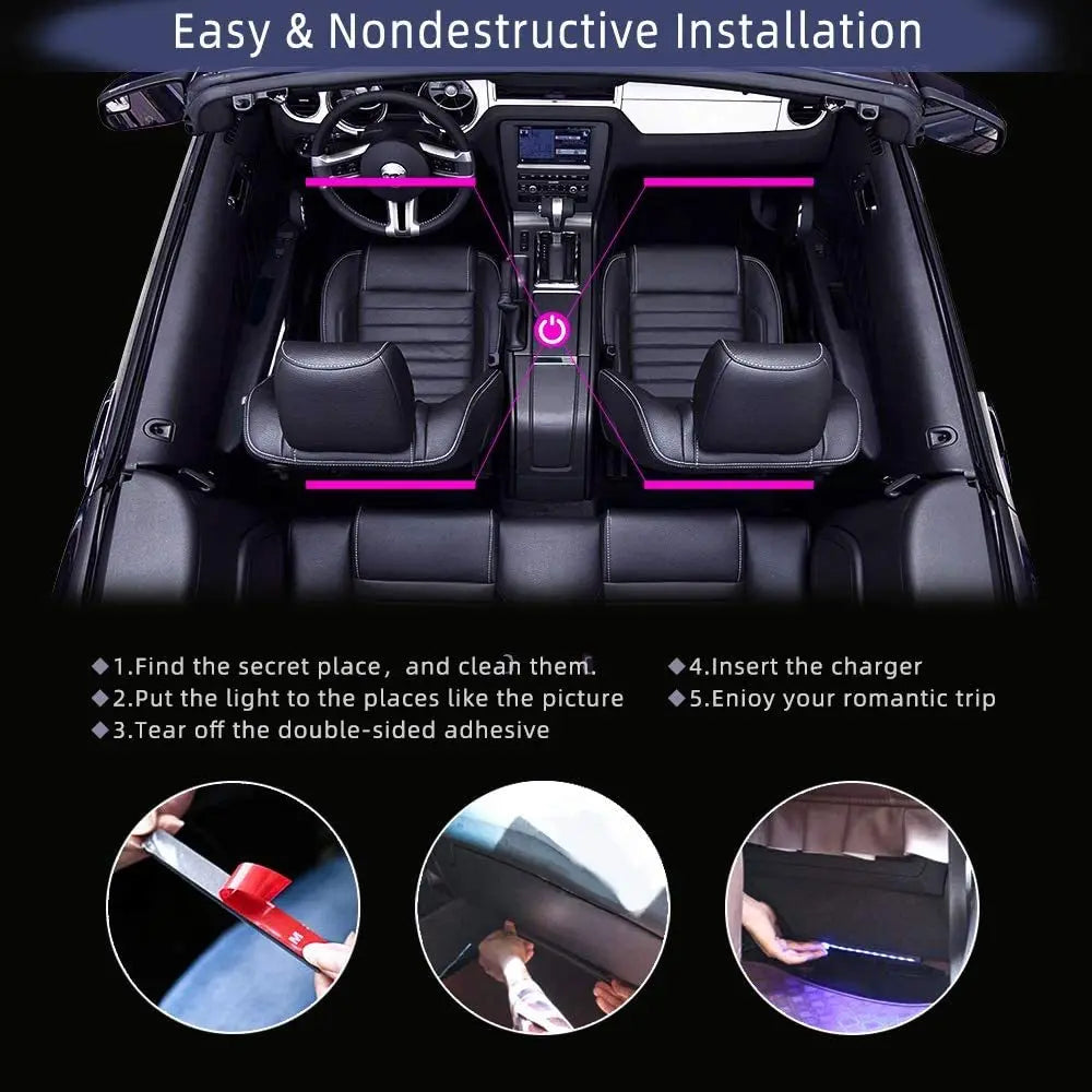 Neon LED Car Interior strip kit