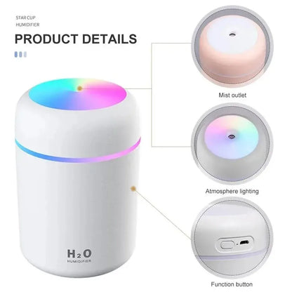 300ml LED Air Humidifier Portable Ultrasonic Colorful Light